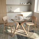 Butterfly Glass Round Dining Table – 3-Leg