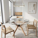 Butterfly Glass Round Dining Table – 3-Leg