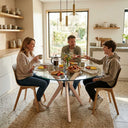 Butterfly Glass Round Dining Table – 3-Leg