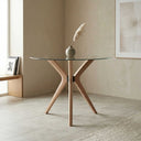 Butterfly Glass Round Dining Table – 3-Leg