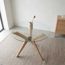 Butterfly Glass Round Dining Table – 3-Leg