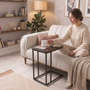 C-Shaped Slim Table with Metal Legs