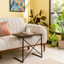 C-Shaped Wide Table with Metal Legs