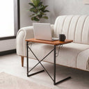 C-Shaped Wide Table with Metal Legs