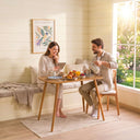 Modern Solid Oak Rectangle Dining Table with Rounded Side