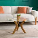 round glass coffee table with wood legs, butterfly leg coffee table 5