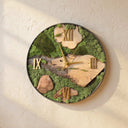 Rustic Solid Wood Wall Clock – Moss Edition