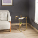 2-Tier Metal Side Table with Glass Tabletop