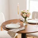 Birch Plywood Round Dining Table with Metal Tulip Leg