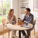 Birch Plywood Round Dining Table with Metal Tulip Leg
