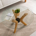 round glass coffee table with wood legs, butterfly leg coffee table 9