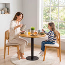 Solid Pine Wood Round Dining Table with Metal Tulip Leg