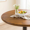 Solid Pine Wood Round Dining Table with Metal Tulip Leg