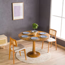 Solid Oak Round Dining Table with Wooden Tulip Leg