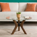 round glass coffee table with wood legs, butterfly leg coffee table 