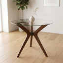 Butterfly Glass Round Dining Table – 3-Leg
