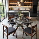 Butterfly Glass Round Dining Table – 3-Leg