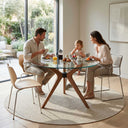 Butterfly Glass Round Dining Table – 3-Leg