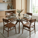 Butterfly Glass Round Dining Table – 3-Leg