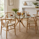 Butterfly Glass Round Dining Table – 3-Leg