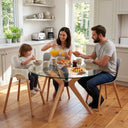 Butterfly Glass Round Dining Table – 3-Leg