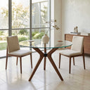Butterfly Glass Round Dining Table – 3-Leg