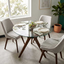 Butterfly Glass Round Dining Table – 3-Leg