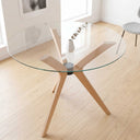 Butterfly Glass Round Dining Table – 3-Leg