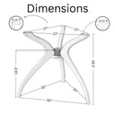 Solid Wood Round Dining Curvella Table Base 3-Legs dimensions