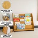 Freestanding Montessori Bookshelf, Handcrafted Wooden Kids Book Display Shelf 8