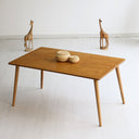 modern rectangular wood coffee table, minimalist coffee table with wood legs  2