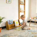 Freestanding Montessori Bookshelf, Handcrafted Wooden Kids Book Display Shelf 21