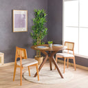 Solid Oak Round Dining Table with Wooden Butterfly Legs