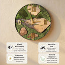 Rustic Solid Wood Wall Clock – Moss Edition