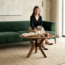 Round Coffee Table with Solid Wood Butterfly Legs