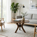 Round Coffee Table with Solid Wood Butterfly Legs