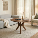 Round Coffee Table with Solid Wood Butterfly Legs