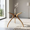 Curvella Glass Round Dining Table – 3-Leg