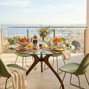 Curvella Glass Round Dining Table – 3-Leg