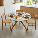 Curvella Glass Round Dining Table – 3-Leg