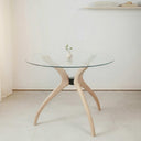Curvella Glass Round Dining Table – 3-Leg
