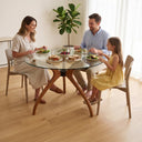 Curvella Glass Round Dining Table – 3-Leg