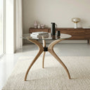 Curvella Glass Round Dining Table – 3-Leg