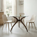 Curvella Glass Round Dining Table – 3-Leg