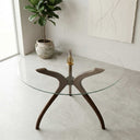 Curvella Glass Round Dining Table – 3-Leg