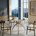 Curvella Glass Round Dining Table – 3-Leg