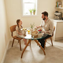 Curvella Glass Round Dining Table – 3-Leg