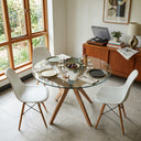Butterfly Glass Round Dining Table – 4-Leg