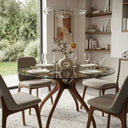 Curvella Glass Round Dining Table – 4-Leg