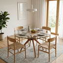 Curvella Glass Round Dining Table – 4-Leg